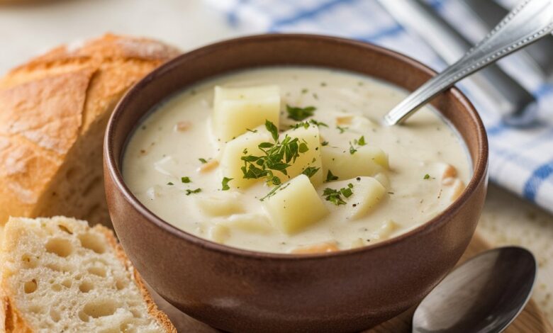 Potato Soup recipe is quick and easy to make on the stovetop,