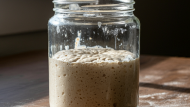 ourdough starter is a live fermented culture of flour and water.