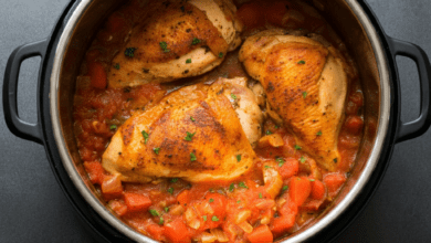 A photo of a Chicken Cacciatore dish made with an Instant Pot.