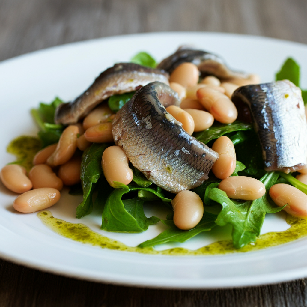 sardines with salad