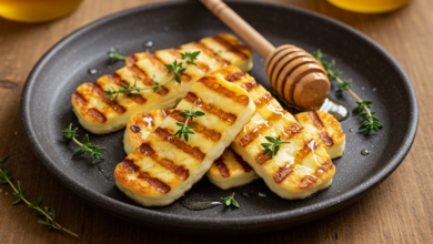 Grilled Halloumi with Honey and Thyme